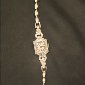 Antique Art Deco Platinum Diamond Ladies Watch Circa 1920s Fully Working wind-up